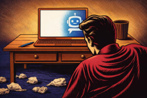 אדם מול מחשב - נוצר באמצעות AI