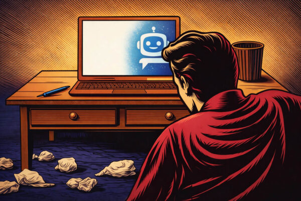 אדם מול מחשב - נוצר באמצעות AI